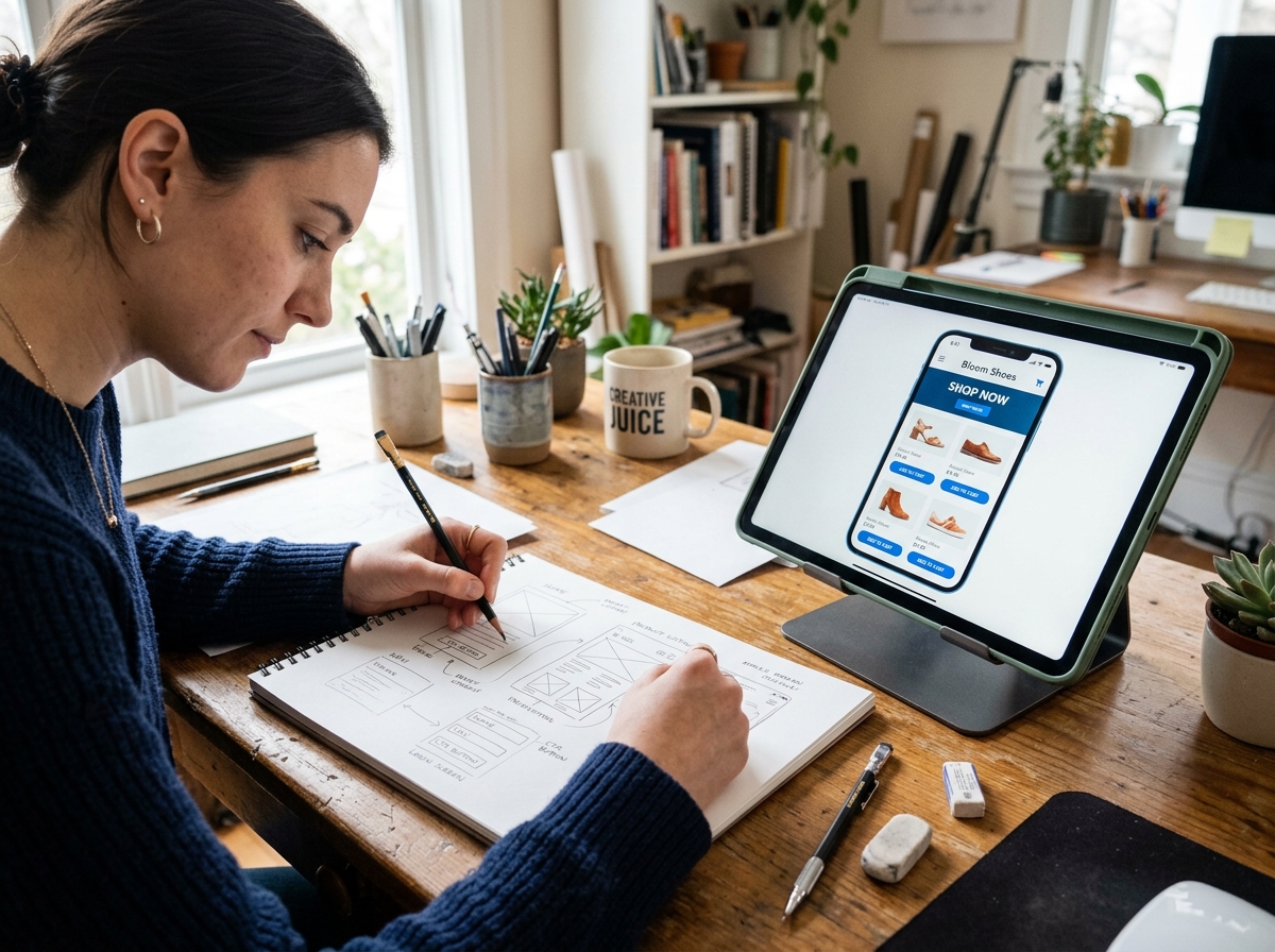 Designer sketching wireframes